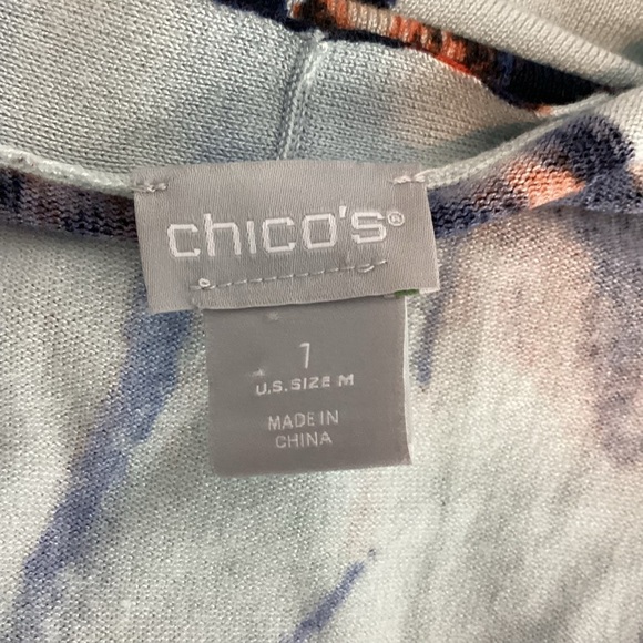 Chico’s Butterfly Print Duster Cardigan Sweater Aurora Teal Size M - Picture 6 of 7